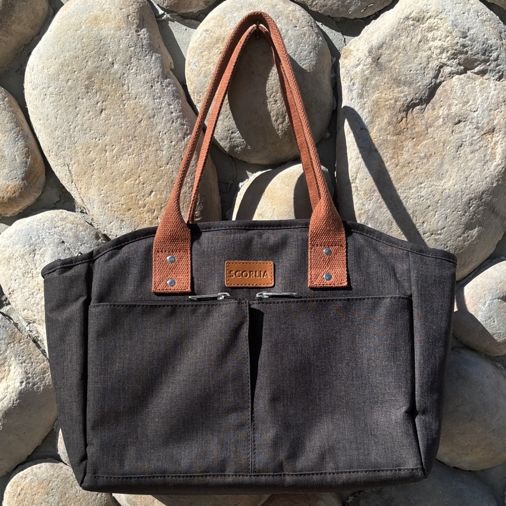 Scorlia Insulated Charcoal Gray Lunch Tote Bag
